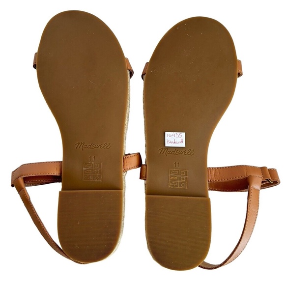 Madewell The Hallie Espadrille Sandals Brown Leather Open Toe Flat Strappy Sz 11 - Picture 11 of 12
